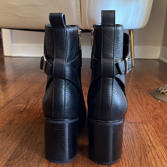 New Paige Daphne Black Leather Combat Military Style Boots Size 8.5 - Picture 8 of 12